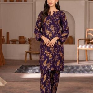 Arabic Linen Printed 2 Piece Suit | Round Neck Shirt & Trouser Set | Comfortable Fit