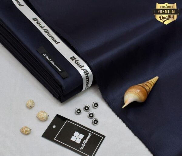 Cotton Sotton Unstitched Plain Blue Suit - 4 Meter Cutting with Buttons & Brand Tag