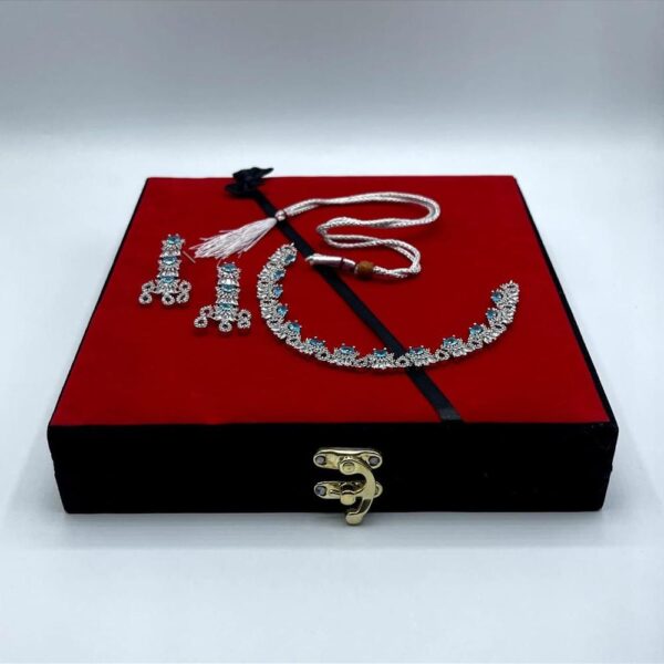 Silver Plated Metal Necklace & Earrings Jewellery Set (3 Pcs) with Gift Box | Elegant Women’s Accessories - Image 2