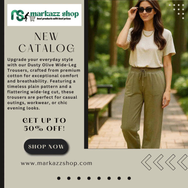 luxury Dusty Olive Wide-Leg Trousers