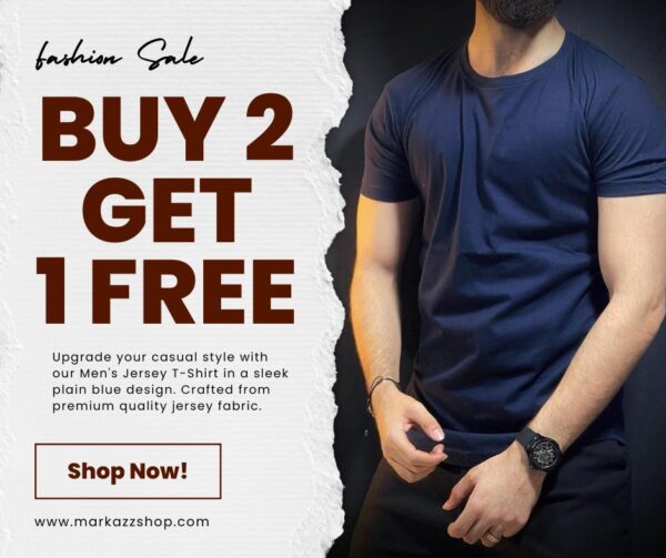 Men's Jersey T-Shirt - Plain Round Neck - 1 Pc - Blue