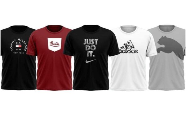 Men's Branded T-Shirts Combo Pack (5 Pieces) - Tommy, Levi's, Nike, Adidas, Puma
